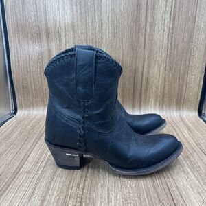 Lane‎ Women’s Plain Jane Short Black Braided Cowboy Booties - SIZE 7